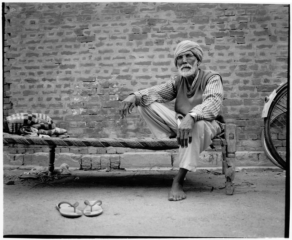 B&W old man in Punjab village