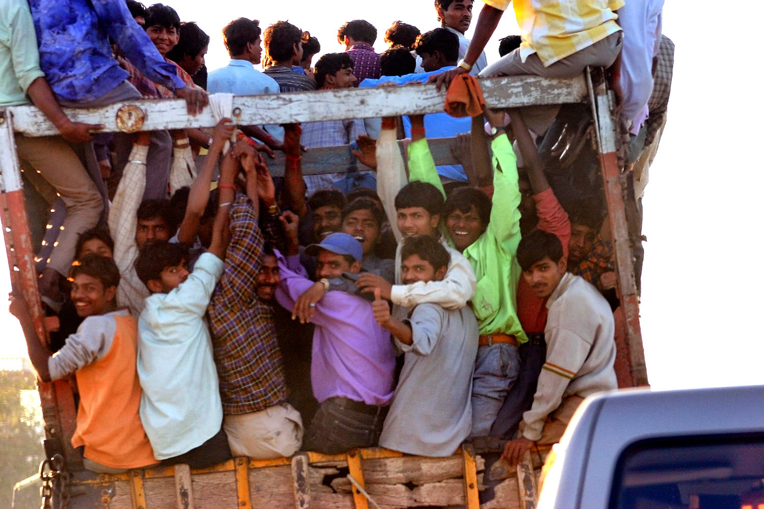 Boys crammed in highway truck Punjab