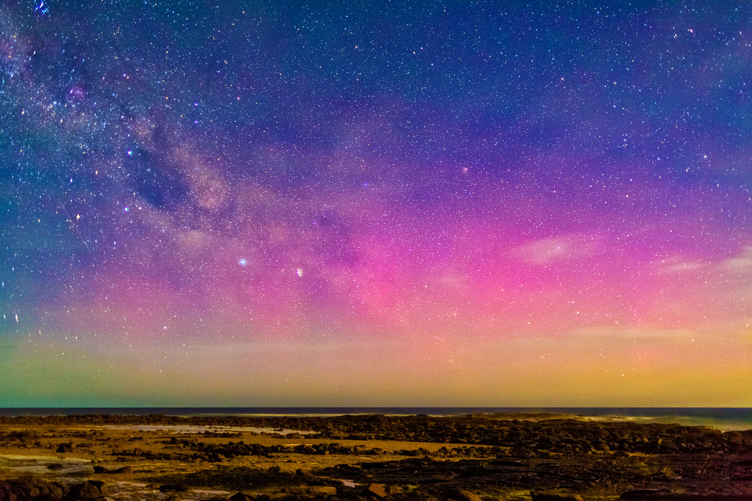 Aurora night sky stars Twin Reefs Inverloch