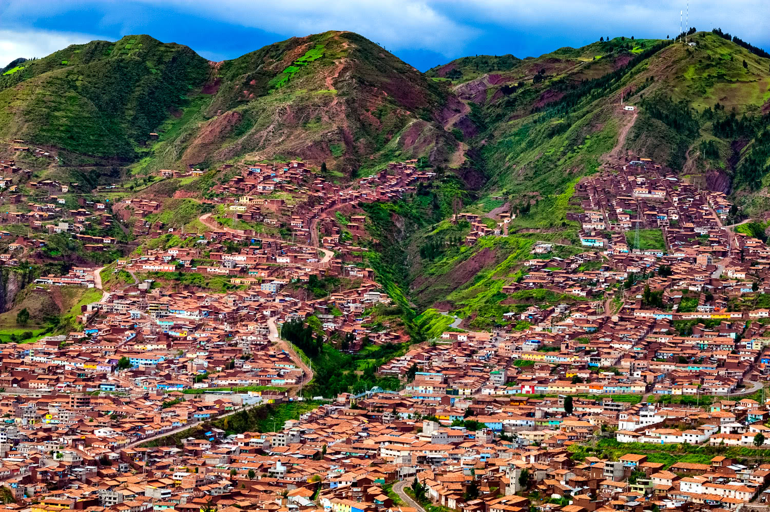 Hill-side houses Cusco Peru