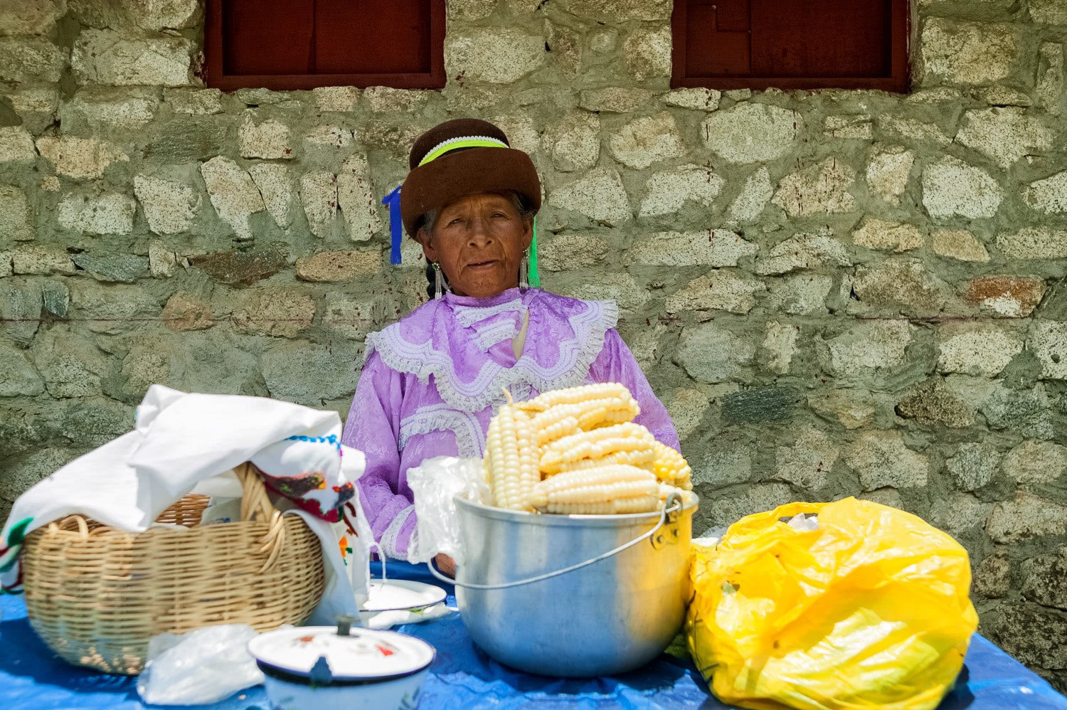 Old woman selling corn Peru