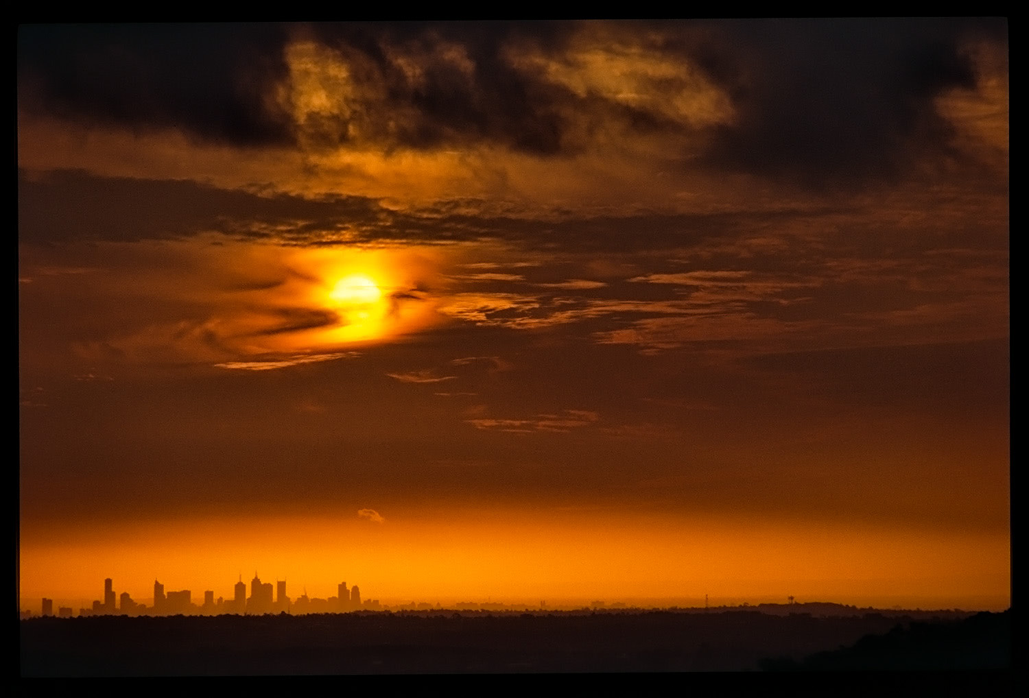 Melbourne city sunset from Dandenongs